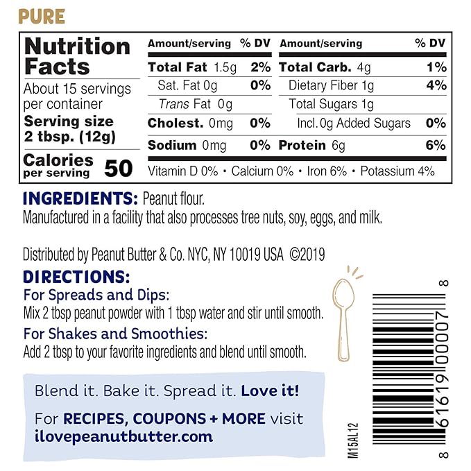 Peanut Butter & Co. Pure Peanut Powder, Non-GMO Project Verified, Gluten Free, Vegan, 6.5 Ounce