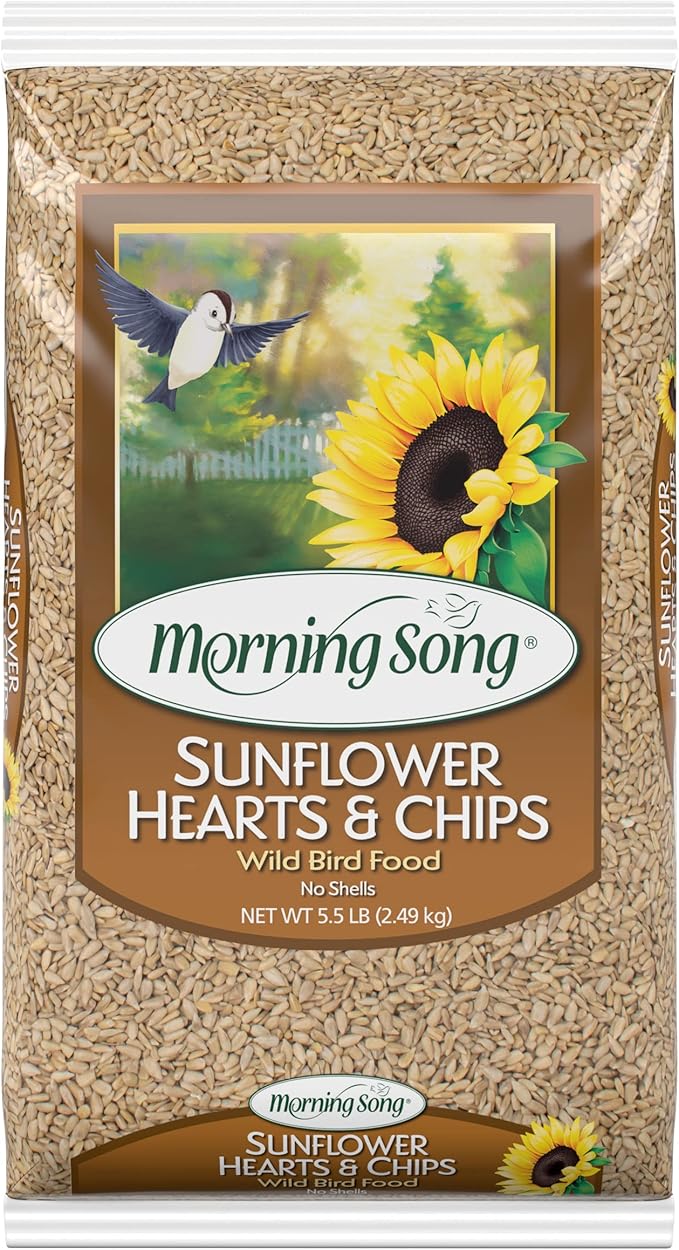 Morning Song Sunflower Hearts & Chips Wild Bird Food, No Mess Sunflower Seeds for Birds, 5.5-Pound