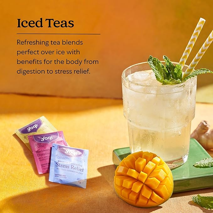 Yogi Tea Iced Tea Variety Pack - 16 Bags per Pack (3 Packs) - Organic Sampler - Includes Mango