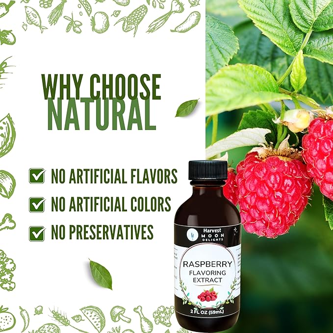 Natural Raspberry Extract - 2 oz - Water-Soluble - By Harvest Moon Delights - Raspberry Extract for