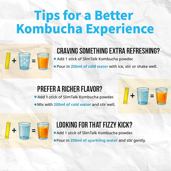 The Joah SlimTalk Kombucha Powder Sticks(Lemon Flavor) - Sugar Free, Probiotics & Prebiotics