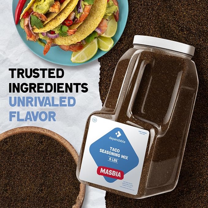 Dependable Food Taco Seasoning - 6 Lb. Resealable Jug - Non-GMO, Allergen-Free, Kosher ??Authentic