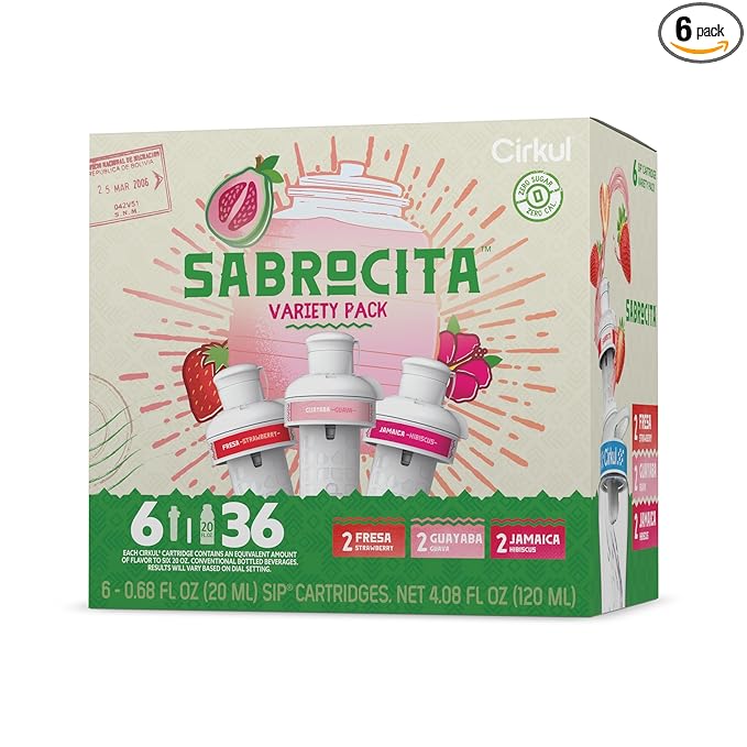 Cirkul Sabrocita Flavor Cartridge Variety Pack, 6-Pack (2 Strawberry, 2 Guava, 2 Hibiscus), No