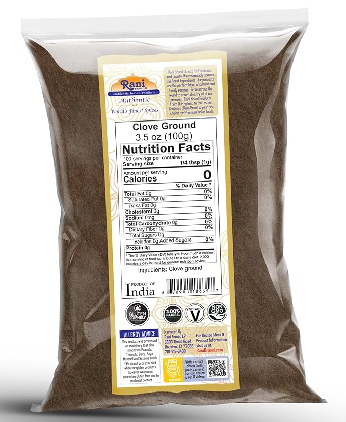 Rani Cloves Powder (Laung) Indian Spice 3.5oz (100g) ~ All Natural, Gluten Friendly | NON-GMO |