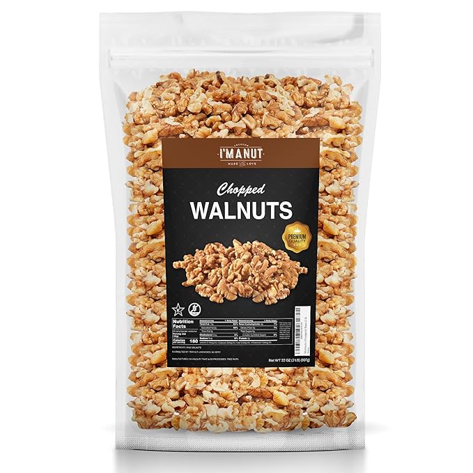 Premium Raw Chopped Walnuts 32oz (2 lb) - 100% Natural, No-PPO, Non-GMO, Batch-Tested Gluten &