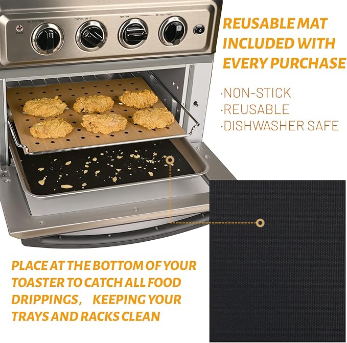 WMKGG 100 PCS Air Fryer Oven Liners, 13 x 12 inch Perforated Rectangular Parchment Paper Disposable