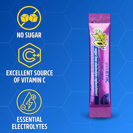 Sqwincher Zero Qwik Stik, Sugar Free, Low Calorie, Low Sodium Electrolyte Replacement Powder