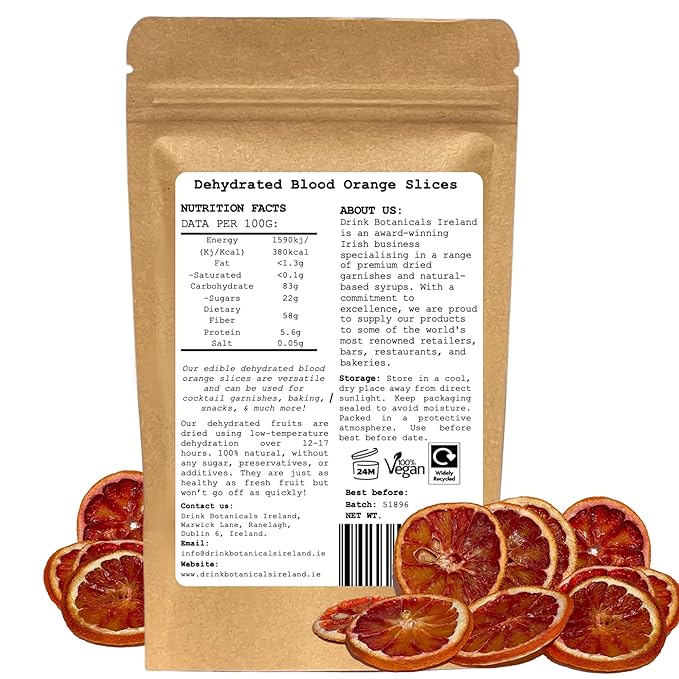 Dehydrated Dried Blood Orange Slices Wheels | 17+ Slices | 100% Natural | Sugar Free, Gluten Free |