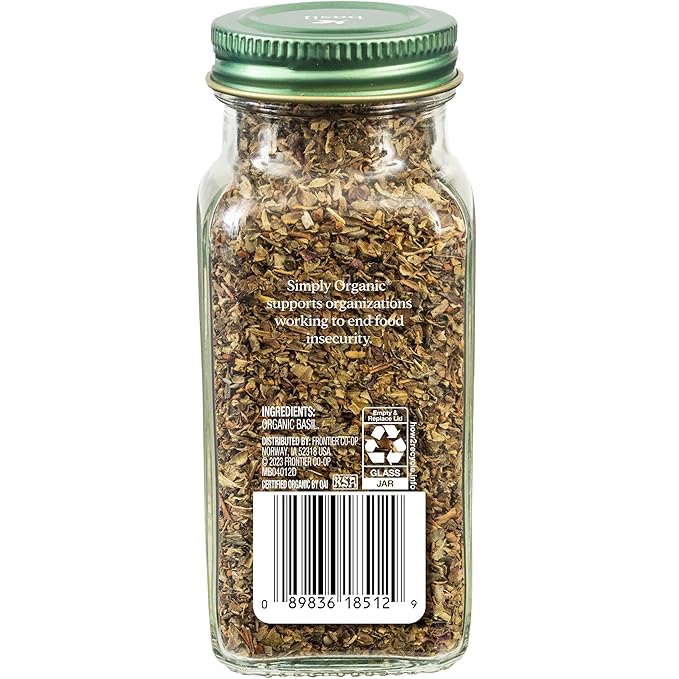 Simply Organic Pure Egyptian Basil Leaf, 0.54 Ounce Bottle, Cut and Sifted, Herbaceous and