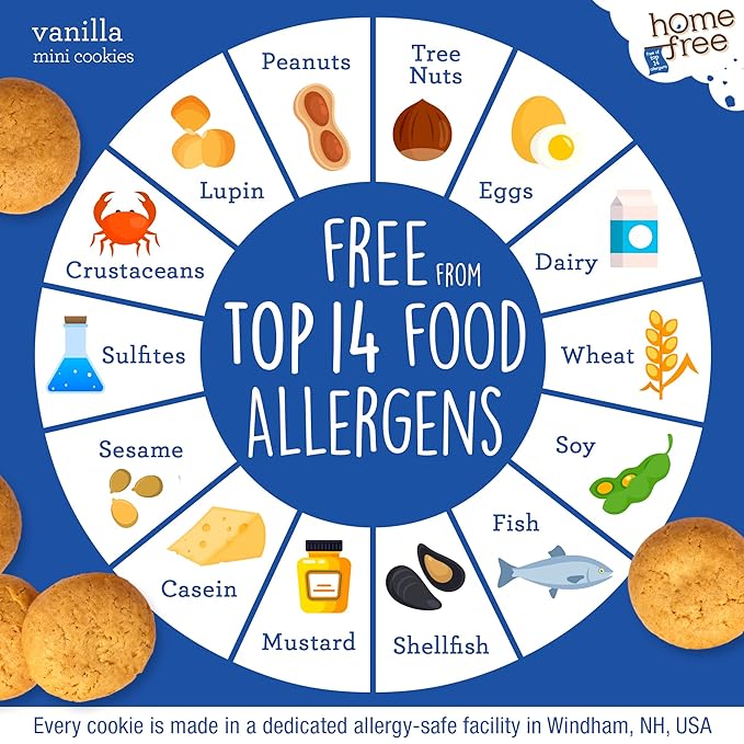 Homefree Treats You Can Trust Gluten Free Mini Cookies, Single Serve, Vanilla, 70% Organic, 1.1