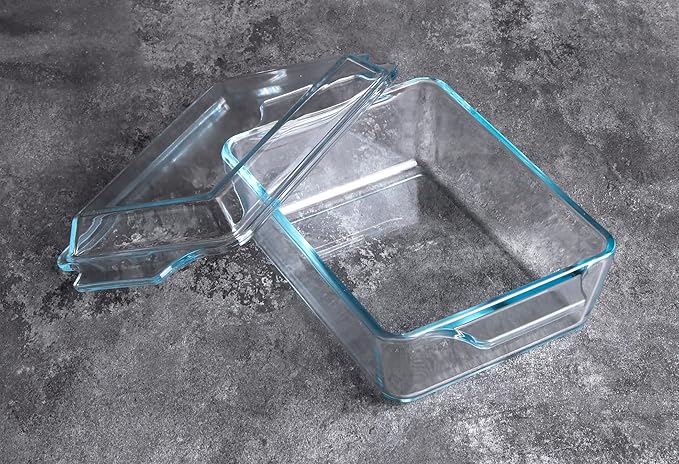 Rectangular Tempered Glass Casserole Dish, Tempered Glass Baking Dish with Glass Cover. Oven