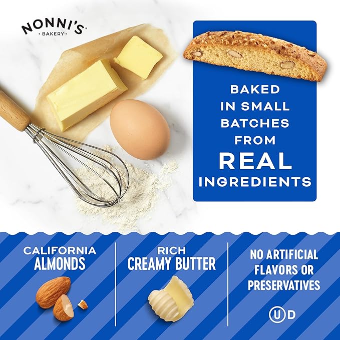 Nonni's Originali Classic Almond Biscotti Cookies ??Individually Wrapped Italian Coffee Snack