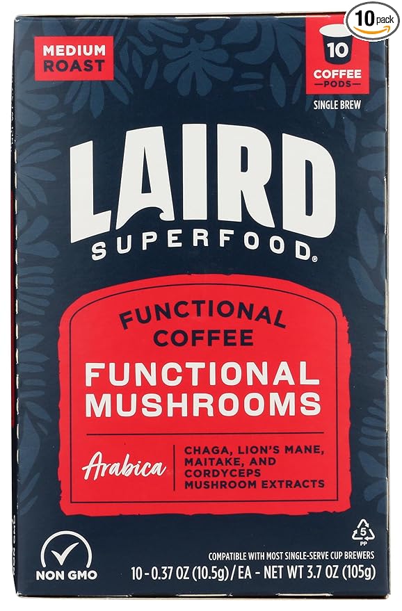 Laird Superfood K-Cups with Functional Mushrooms ??Medium Roast, 10ct - Made with Organic Extracts