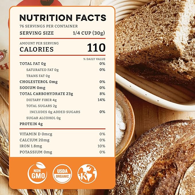 Sunrise Flour Mill Heritage Organic Whole Wheat Flour - 5 lbs | Milled from red hard wheat within
