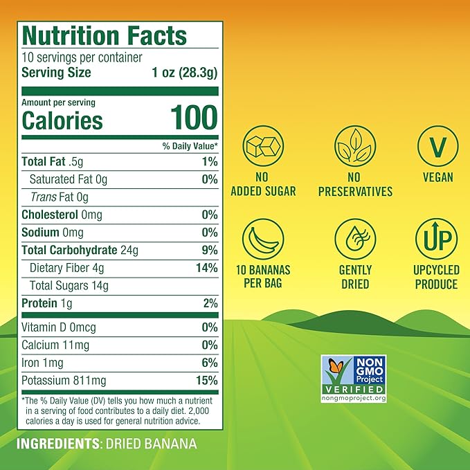 BranchOut Chewy Banana Slices, No Sugar Added, GentleDry Locks in Nutrition, Better than Freeze