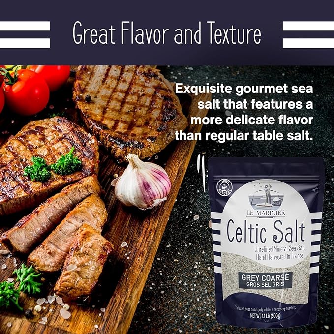 Le Marinier French Sea Salt Grey Coarse, 1.1lb - 18oz. Mineral Rich 100% Natural and Unrefined Sea