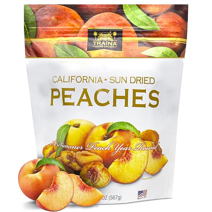 Traina Home Grown California Sun Dried Peaches - Healthy & Non-GMO, Natural Sweet Flavor Fruit No