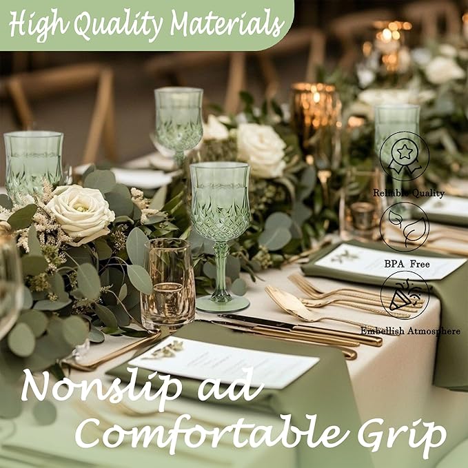 Plastic Wine Glasses，Plastic Goblets Vintage Style Cordial Drinking Glasses for Wedding Reception