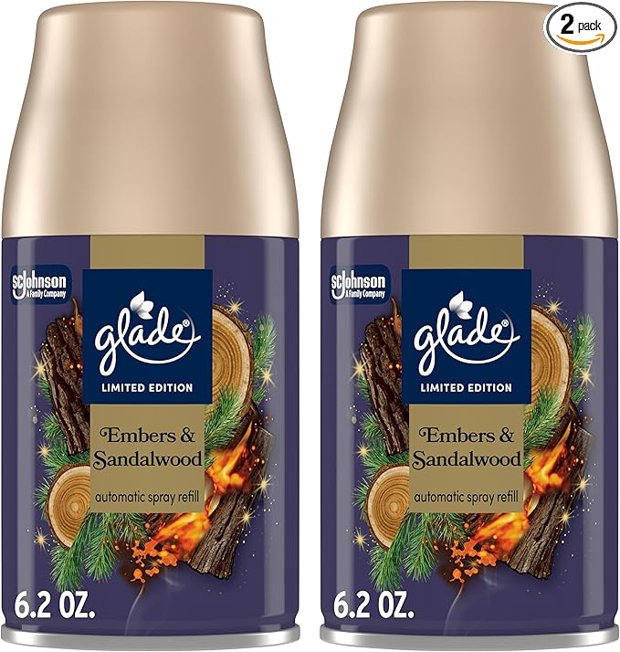 Glade Automatic Spray Refill, Embers & Sandalwood, Scented Air Freshener for Home and Bathroom, 6.2