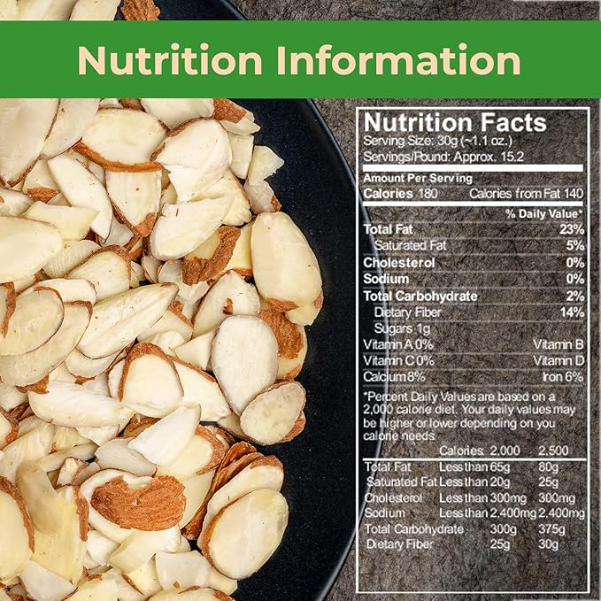Sincerely Nuts – Raw Natural Sliced Almonds | 2 Lb. Bag | Delicious Guilt Free Snack | Low Calorie