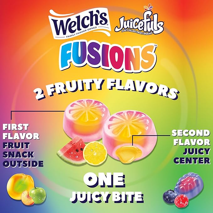 Welch's Fruit Snacks, Juicefuls Fusions, Assorted Fruit Flavor, Bulk Pack, Gluten Free, Natural