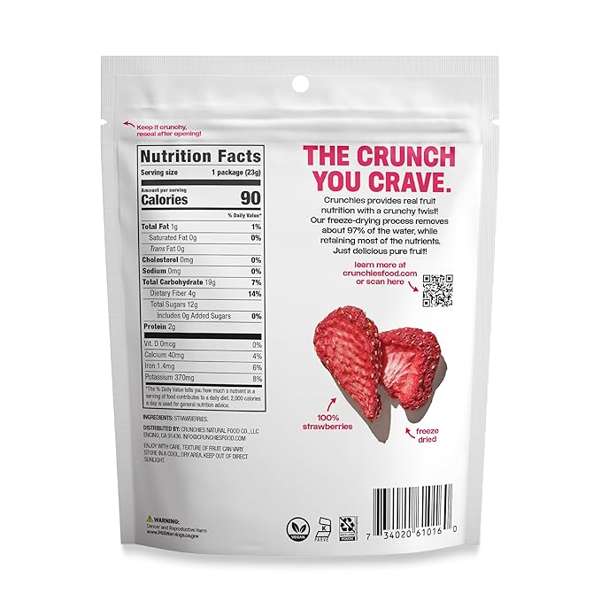 Crunchies Freeze-Dried Fruits, 100% All Natural Crispy Fruit, Non GMO and Kosher, Resealable Freeze