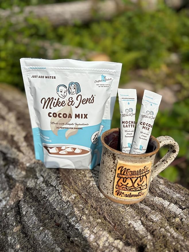 Mike & Jen's Hot Cocoa Mix Single Serve Sticks. 5 Simple Ingredients. 12 Servings