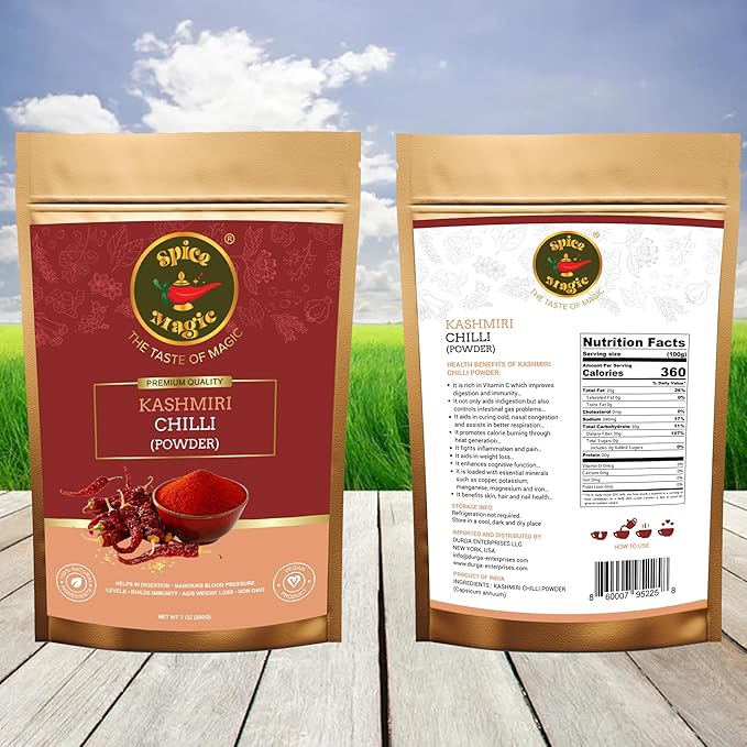 Spice Magic Kashmiri Chilli Powder ~ 7oz (200g) I 100% Pure, Aromatic & Natural I Low Heat I