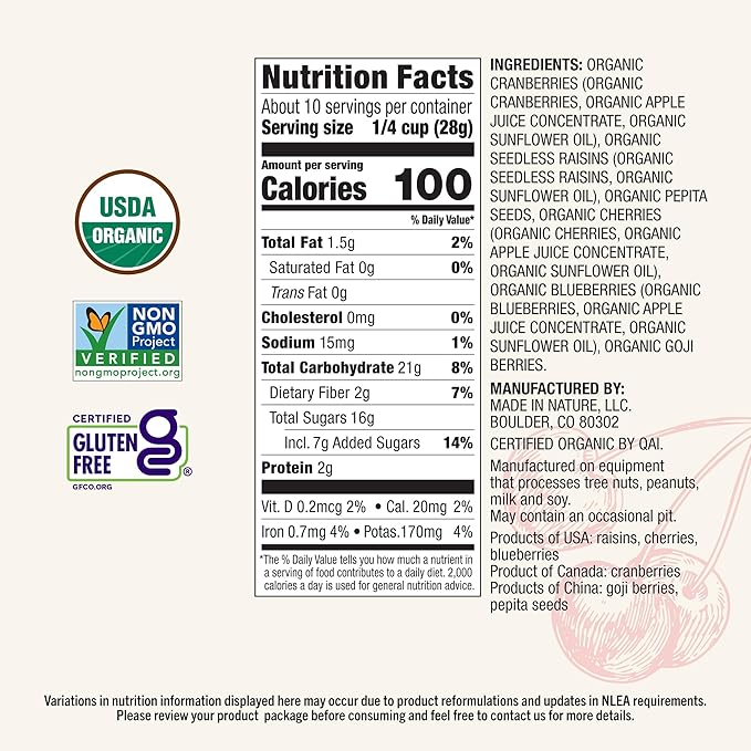 Made In Nature Organic Superberry Fruit Fusion, 10 Ounce (Pack of 1) ??Fruit and Nut Trail Mix