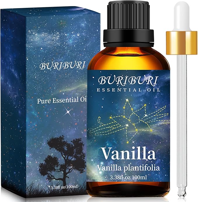 BURIBURI 100ML Vanilla Essential Oil, 100% Pure Undiluted Aromatherapy Vanilla Oil 3.38fl.oz for