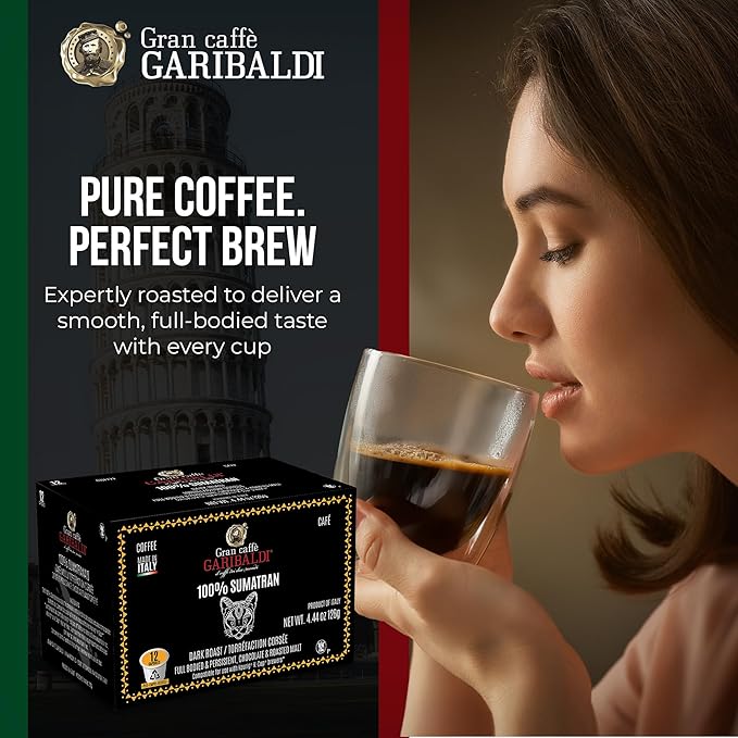 Caffè Garibaldi Colombian Coffee Pods, for Keurig K-Cup Brewers, Single Serve Cups with 100%
