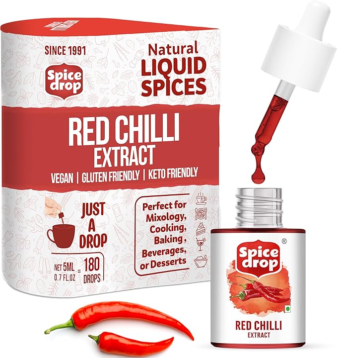Spice Drop Red Chillies(Lal Mirch) Natural Extract | 100% Natural | For Curries, Gravies & Gourmet