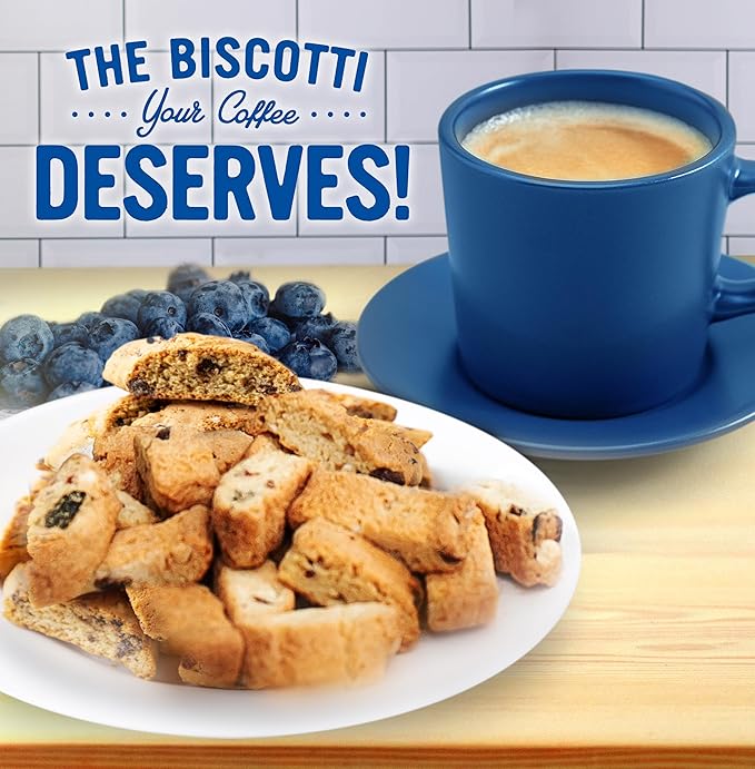 Cooper Street Twice Baked Lemon Blueberry Biscotti Cookies - Light, Crispy Mini Biscotti Cookies