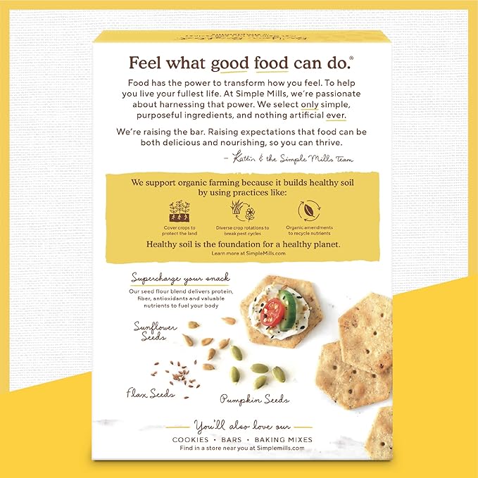 Simple Mills Organic Seed Crackers, Everything - Gluten Free, Vegan, Healthy Snacks, Paleo