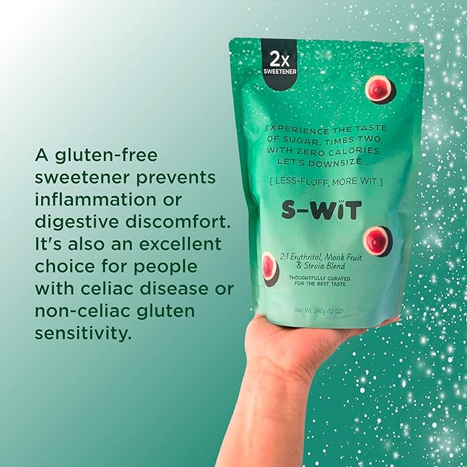 S-wit - Erythritol, Monk Fruit & Stevia Blend, 2X Sugar Replacement, Natural Sweetener