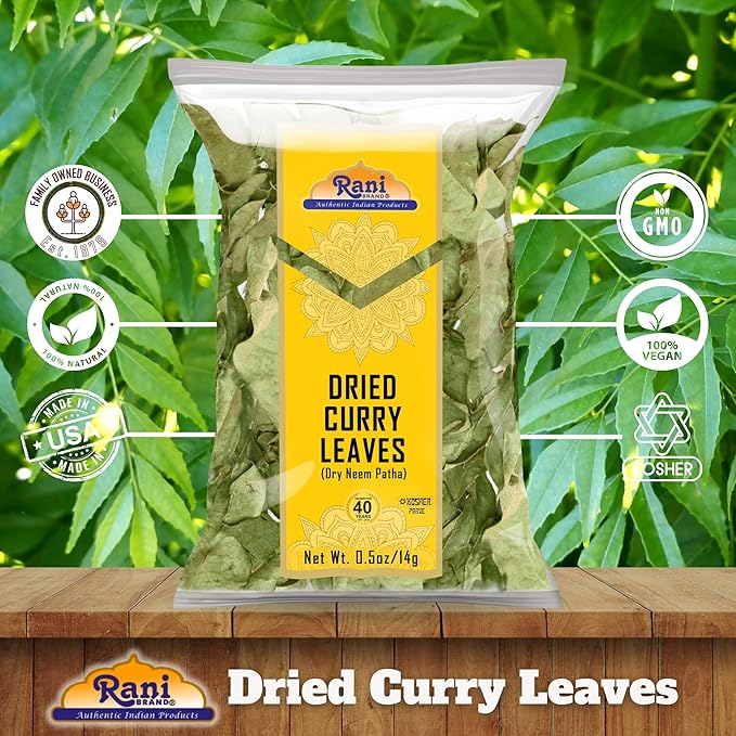 Rani Dried Curry Whole Leaves (Kari Neem Patha) Indian Spice 0.5oz (14g) ~ Non-irradiated | All