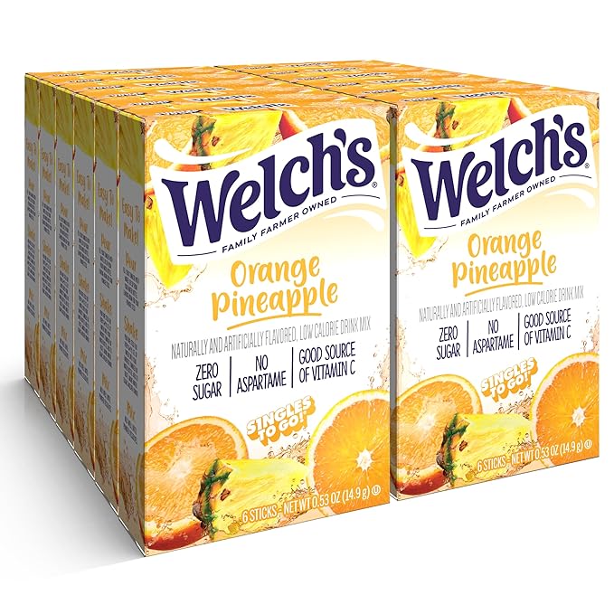 Welch's Singles To Go Water Drink Mix - Powder Sticks, 12 Boxes with 6 Packets Each - 72 Total