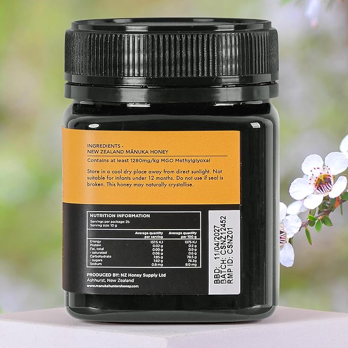 Manuka Hunters UMF 26+/MGO 1280+ Certified New Zealand Manuka Honey - 100% Pure Natural Sweetener