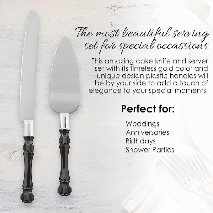 Homi styles Black Cake Knife and Server Set, Cake Cutter and Pie Spatula, Cake Server and Knife Set