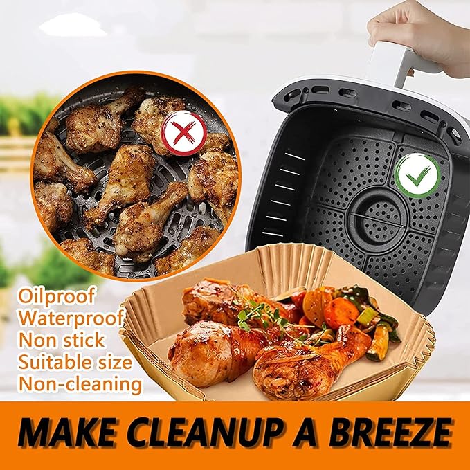 Mini Air Fryer Liners for CHEFMAN 2 Qt Air Fryer, 5.5inch Square Small Air Fryer Disposable Paper