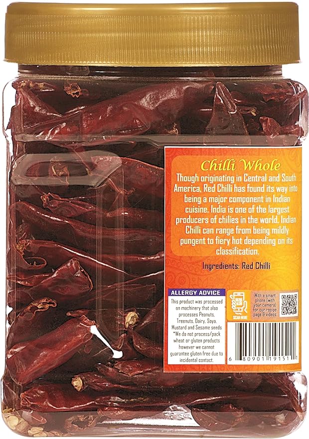 Rani Chilli Whole (Lal Mirch Sabut) 5oz (141g) PET Jar ~ All Natural, Salt-Free | Vegan | No Colors