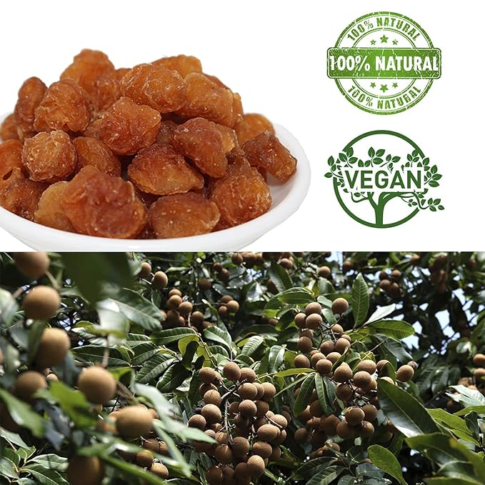 DABC OAK LAND Natural Dried Longan 100% Fruit Meat, Premium Thailand Sun Dried Longan, Naturally