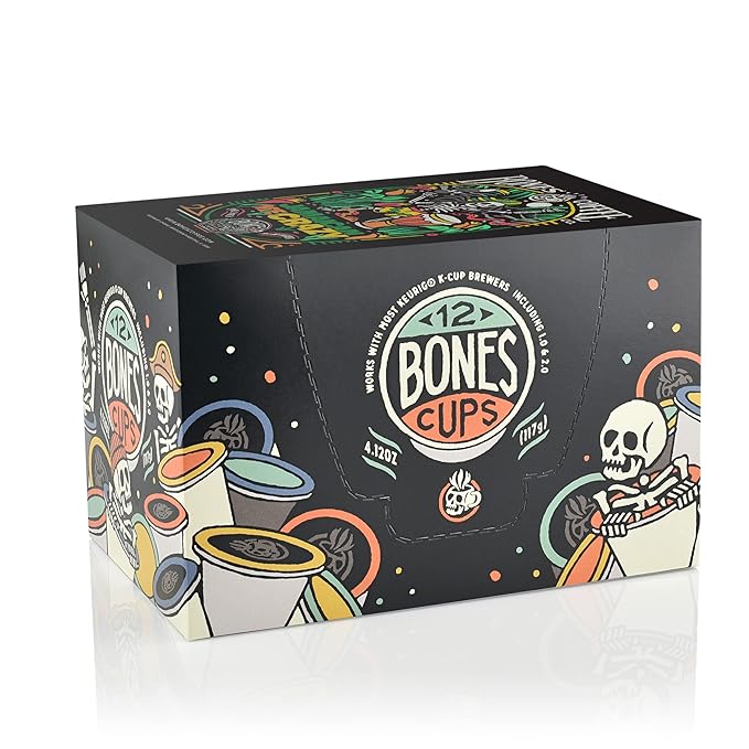 Bones Coffee Company Flavored Coffee Bones Cups Jamaican Me Crazy Flavored Pods | 12ct Single-Serve