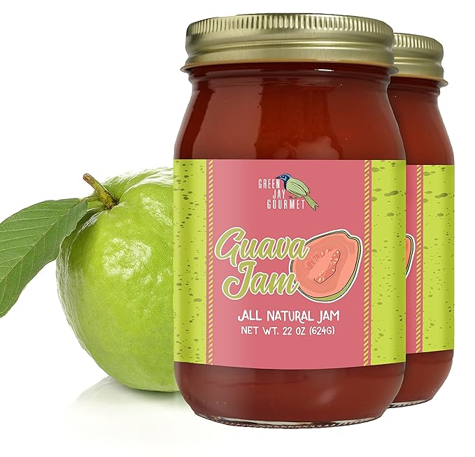 Green Jay Gourmet Guava Jam - All-Natural Fruit Jam with Guava Fruit & Lemon Juice - Vegan