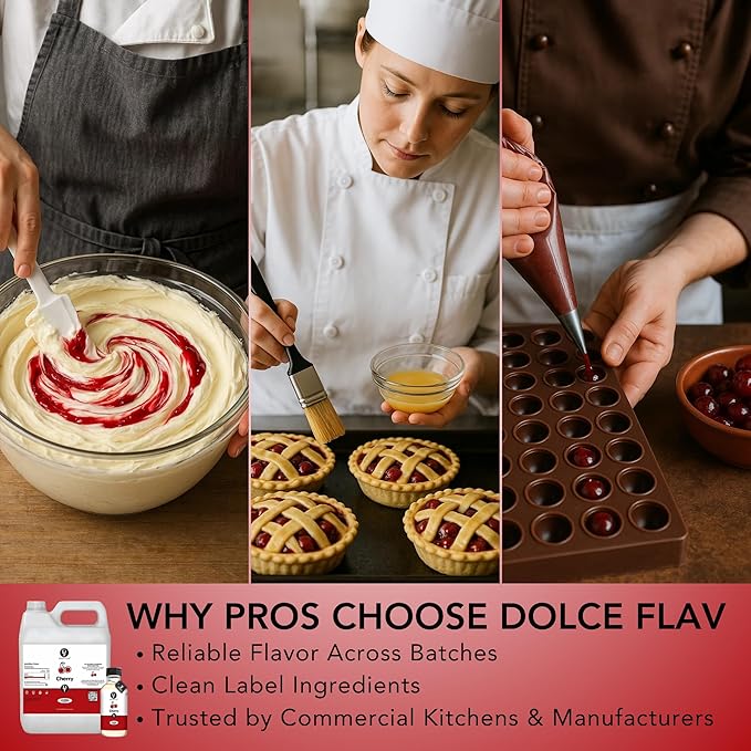 Dolce Flav Cherry Flavoring ??32 oz. ??Premium Oil-Based Extract for Chocolates, Frostings, Baked