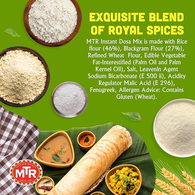 MTR Instant Dosa Mix - Ready to Cook Authentic Indian Breakfast, Lunch, Dinner or Snack Meal - No