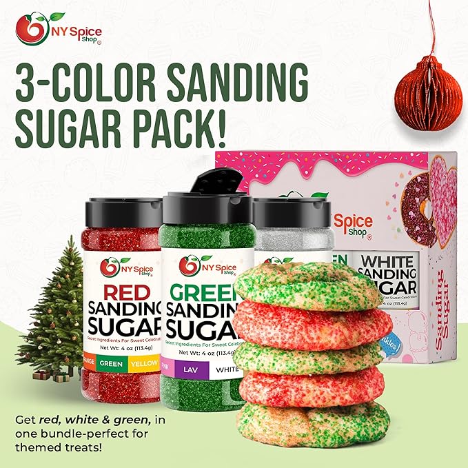 NY Spice Shop Green Sanding Sugar - 4 Ounce Sweet Colorful Edible Sprinkles For Candy Dish - Sugar