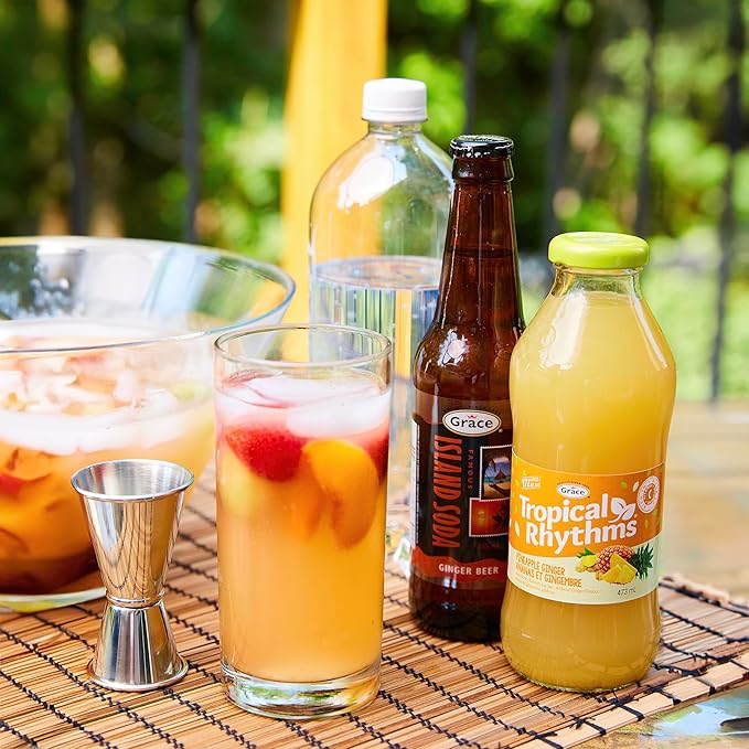 Grace Tropical Rhythms Ginger and Pineapple Juice 1 Liter (33.8oz) - 3 Cartons - Jamaican Fruit