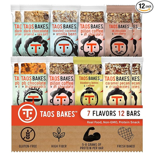 Taos Bakes - Variety Pack - Breakfast Bars - High Protein and High Fiber packed Granola Bars