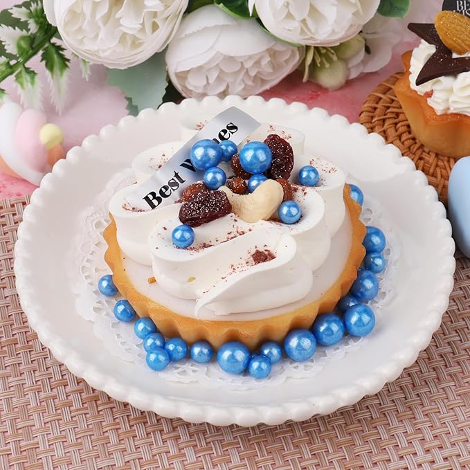 Royal Blue Sprinkles for Cake Decorating, 6 Sizes Mix 4.6 oz Edible Pearl Sugar Cupcake Ice Cream